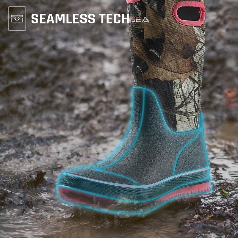 HISEA Womens Rain Boots, Women Neoprene Barn Boot Rubber Garden Shoes Waterproof Mid Calf Mud Boots for Outdoor Farm Work, Camo, Size 10 - Image 5